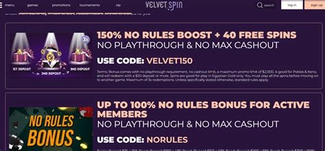 velvet spin no deposit bonus 2024|Velvet Spin No Deposit Bonus Codes for June 2024.